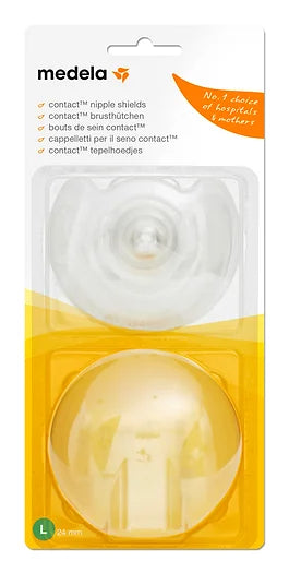 Image. Medela’s Contact™ nipple shields make breastfeeding possible when latching on is difficult or painful by protecting sore nipples and helping your baby attach more easily.  Sizes 16mm, 20mm 24mm