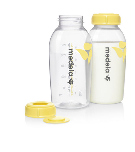 Image. Medela Breast milk bottles 150ml. 2 Pack includes bottle, cap and disc.