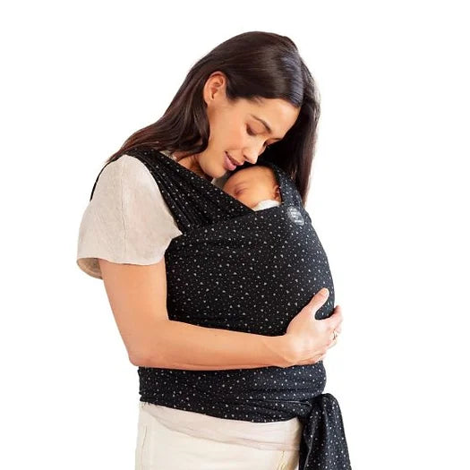 Image. Black with grey spot detail. The versatile MOBY Wrap offers multiple carrying positions as baby grows, plus one-size-fits-all comfort for parents and caregivers.100% cotton and perfect for babywearing. 100% cotton. Weight range 3.6 - 15kgs (8 – 33 lbs)