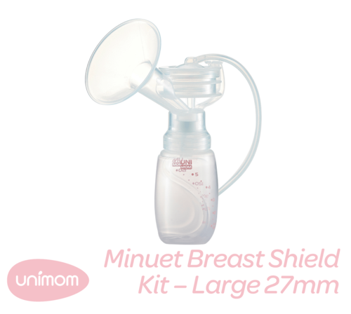 Image. Breast shield kit for Minuet pump. Includes shield, tubing, valves and bottle.